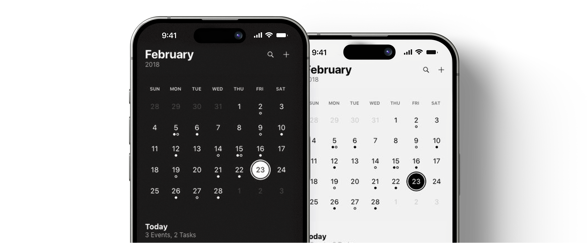 Neurow app — calendar and planning views